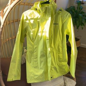 Women’s Marmot Precip in neon yellow/green